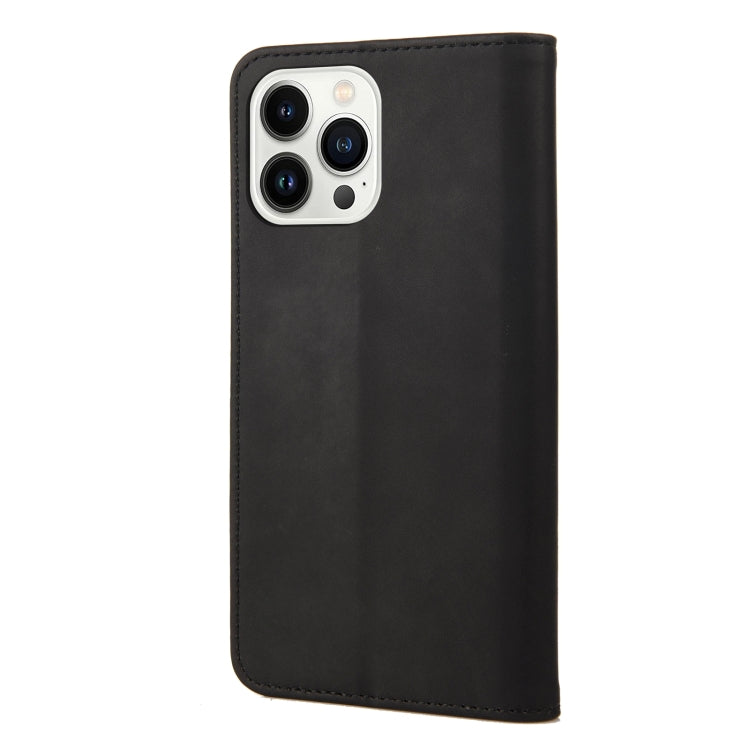 For iPhone 14 Pro Skin Feel Splicing Leather Phone Case(Black) by bashfashion