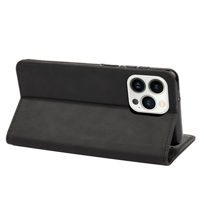 For iPhone 14 Pro Skin Feel Splicing Leather Phone Case(Black) by bashfashion