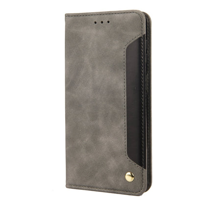 For iPhone 14 Pro Max Skin Feel Splicing Leather Phone Case (Grey) by bashfashion