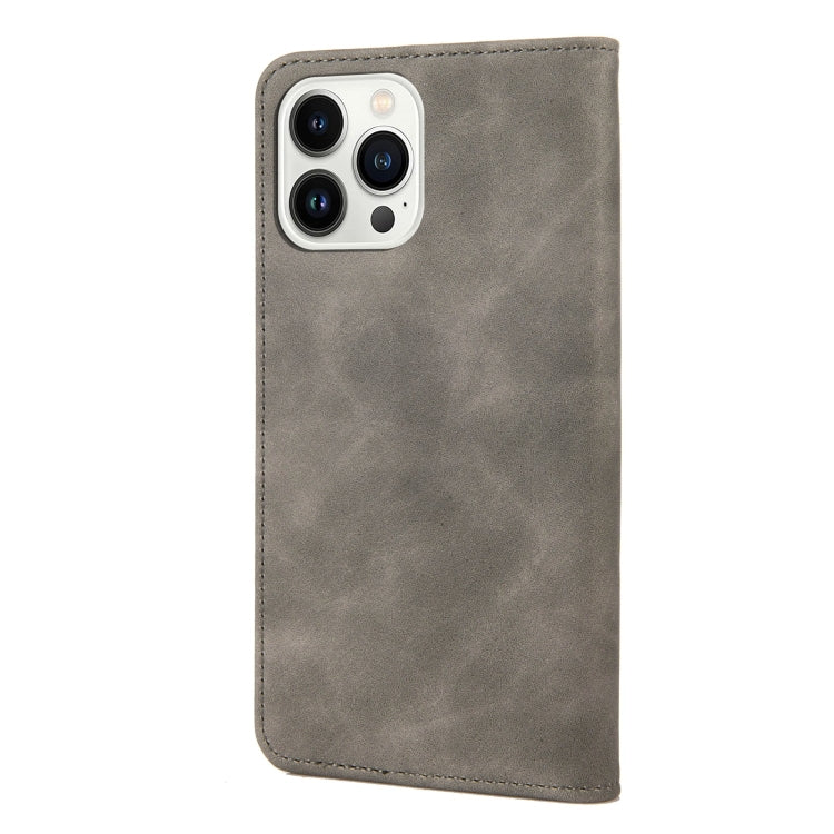 For iPhone 14 Pro Max Skin Feel Splicing Leather Phone Case (Grey) by bashfashion