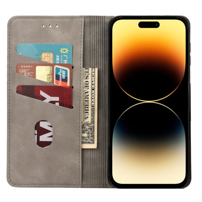 For iPhone 14 Pro Max Skin Feel Splicing Leather Phone Case (Grey) by bashfashion