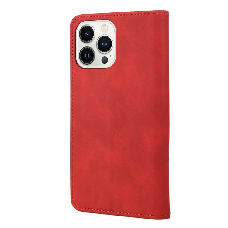For iPhone 14 Pro Max Skin Feel Splicing Leather Phone Case (Red) by bashfashion