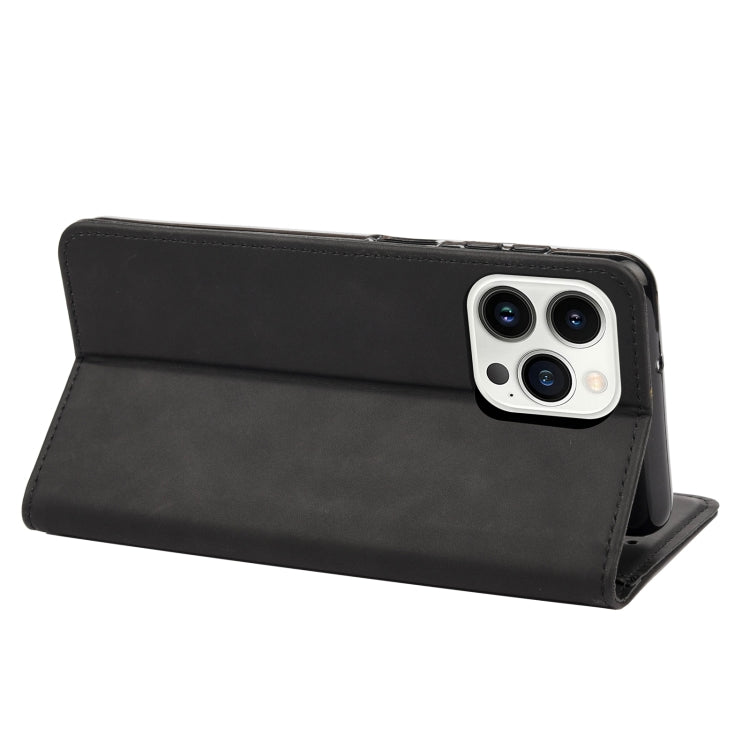 For iPhone 14 Pro Max Skin Feel Splicing Leather Phone Case (Black) by bashfashion