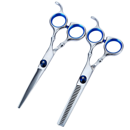 2pcs / Set Professional Hair Cutting Thinning Scissor Hairdressing Flat Shear Scissors Kit(Blue) by bashfashion