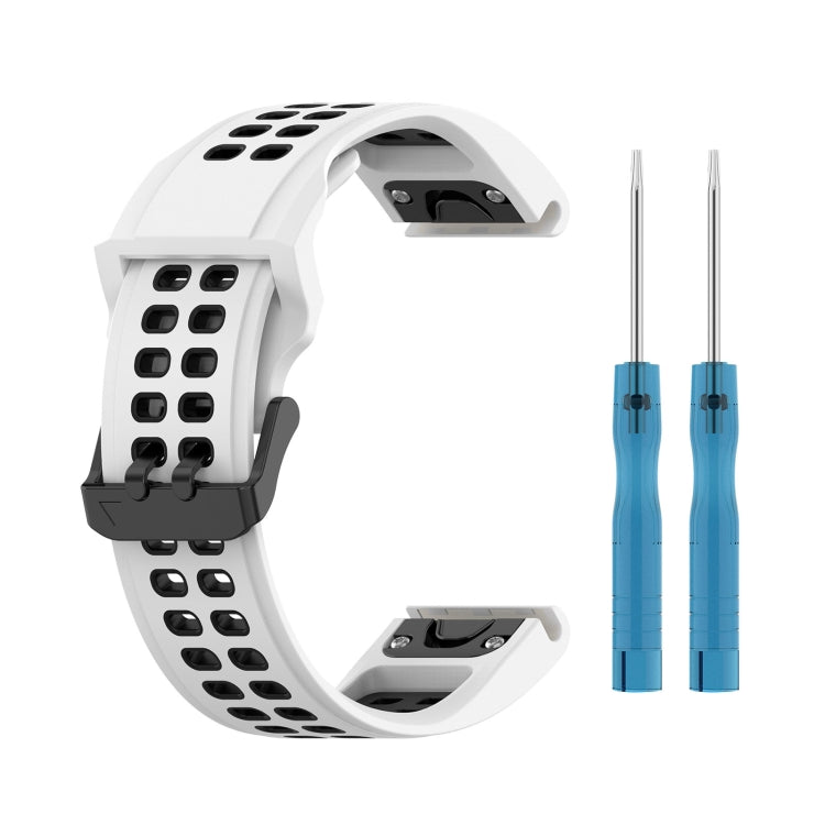 For Garmin Fenix 7S / 6S / 5S Two-color Silicone Watch Band(White Black) by bashfashion