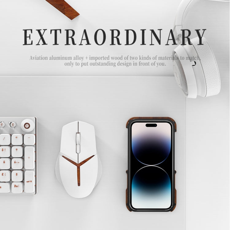 For iPhone 14 Pro Max R-JUST Ironwood Generation Metal + Wood Phone Case by R-JUST