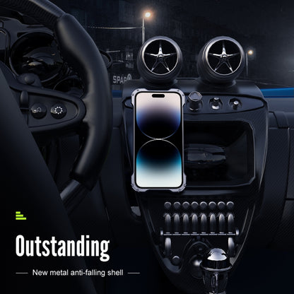 For iPhone 14 Plus R-JUST RJ51 Hollow Shockproof Metal Phone Case (Dark Grey) by R-JUST