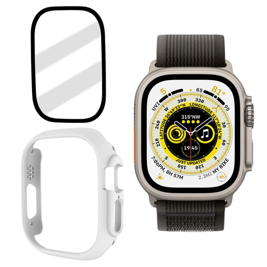 Tempered Glass Film Frosted PC Watch Case For Apple Watch Ultra 3 / 2 / 1 49mm(White) by bashfashion