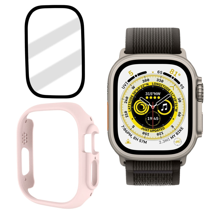 Tempered Glass Film Frosted PC Watch Case For Apple Watch Ultra 3 / 2 / 1 49mm(Pink) by bashfashion