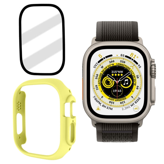 Tempered Glass Film Frosted PC Watch Case For Apple Watch Ultra 3 / 2 / 1 49mm(Yellow) by bashfashion
