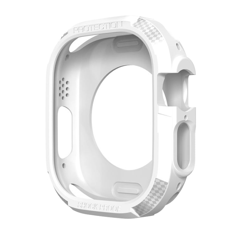 Three-proof TPU Carbon Fiber Protective Case For Apple Watch Ultra 3 / 2 / 1 49mm(White) by bashfashion