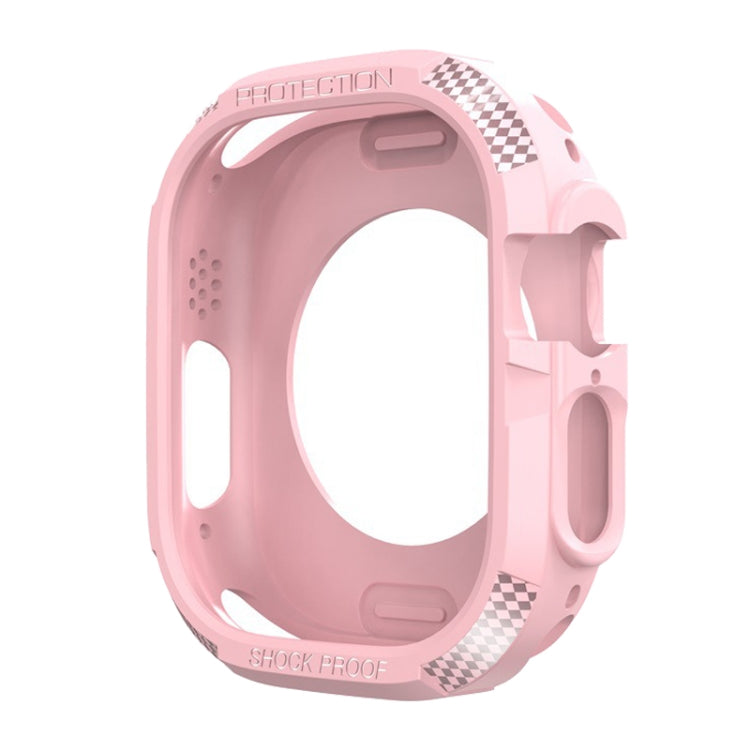 Three-proof TPU Carbon Fiber Protective Case For Apple Watch Ultra 3 / 2 / 1 49mm (Pink) by bashfashion