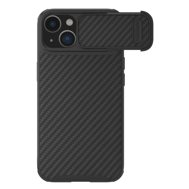 For iPhone 14 Plus NILLKIN Synthetic Fiber Camshield Phone Case(Black) by NILLKIN