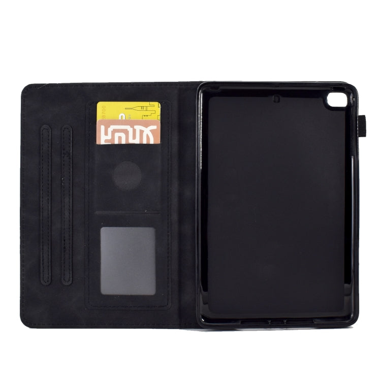 For iPad mini 5/4/3/2/1 Embossed Smile Flip Tablet Leather Smart Case(Black)