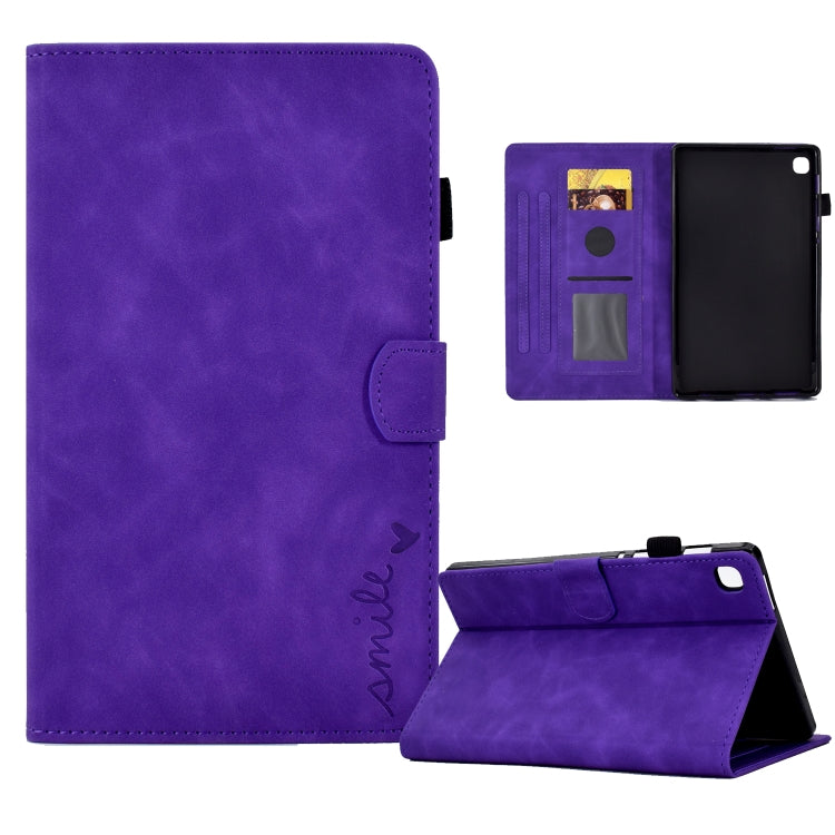 For Samsung Galaxy Tab A 8.0 2019 T290 Embossed Smile Flip Tablet Leather Case(Purple) by bashfashion