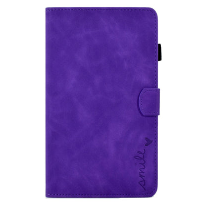 For Samsung Galaxy Tab A 8.0 2019 T290 Embossed Smile Flip Tablet Leather Case(Purple) by bashfashion