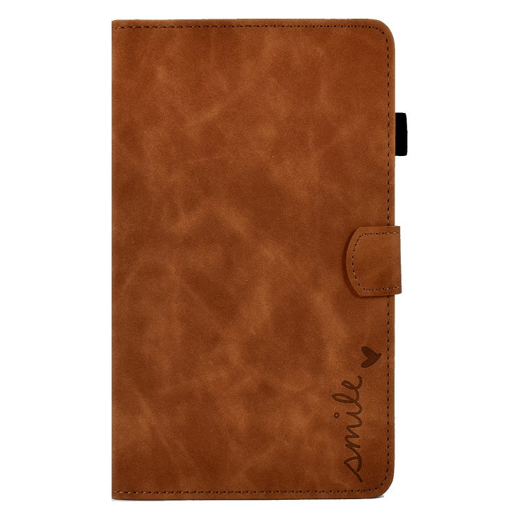 For Samsung Galaxy Tab A 8.0 2019 T290 Embossed Smile Flip Tablet Leather Case(Brown) by bashfashion