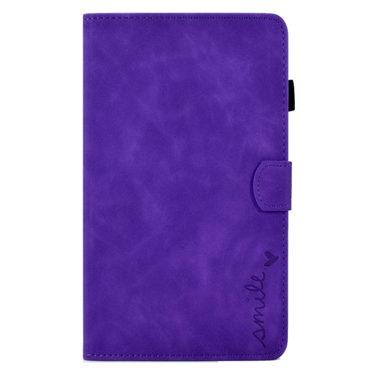For Samsung Galaxy Tab A7 10.4 2020 T500 Embossed Smile Flip Tablet Leather Case(Purple) by bashfashion