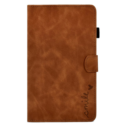 For Samsung Galaxy Tab A7 10.4 2020 T500 Embossed Smile Flip Tablet Leather Case(Brown) by bashfashion