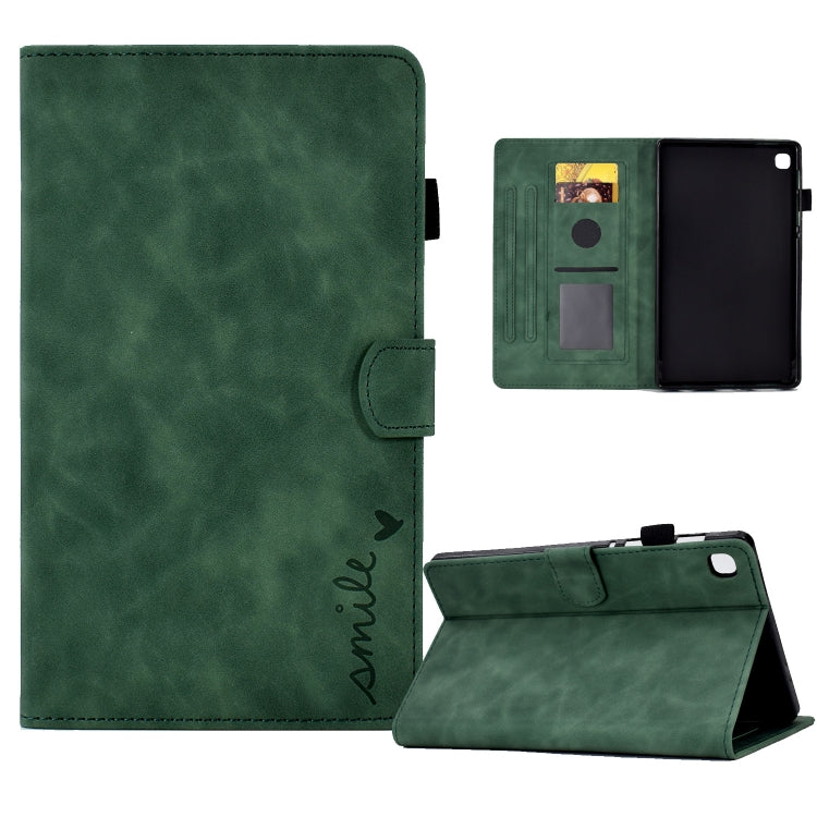 For Samsung Galaxy Tab A7 10.4 2020 T500 Embossed Smile Flip Tablet Leather Case(Green) by bashfashion