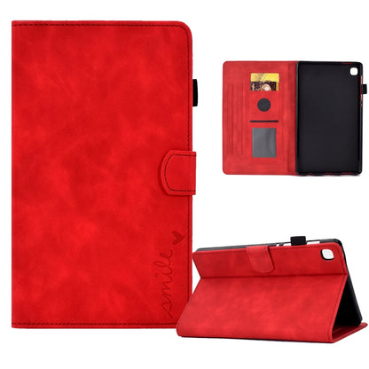 For Samsung Galaxy Tab A7 10.4 2020 T500 Embossed Smile Flip Tablet Leather Case(Red) by bashfashion