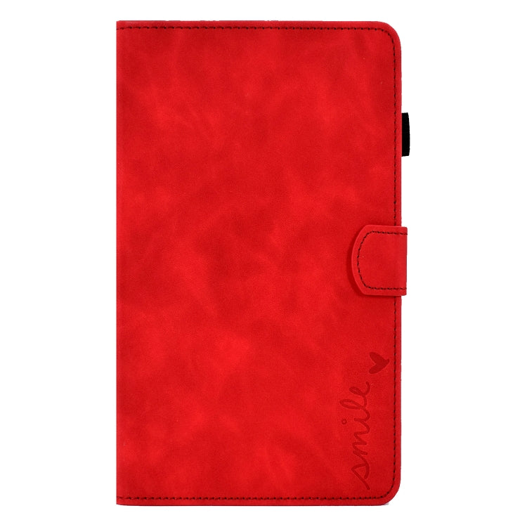 For Samsung Galaxy Tab A7 10.4 2020 T500 Embossed Smile Flip Tablet Leather Case(Red) by bashfashion