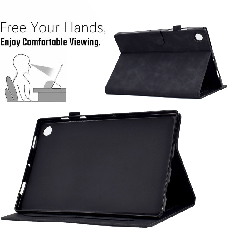 For Lenovo Tab M10 3rd Gen Embossed Smile Flip Tablet Leather Case(Black) by bashfashion