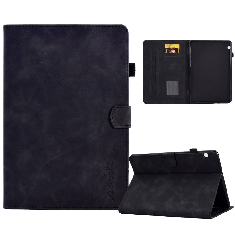 For Huawei MediaPad T5 Embossed Smile Flip Tablet Leather Case(Black) by bashfashion