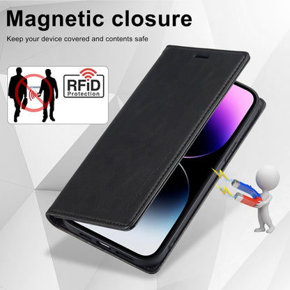 For iPhone 14 Pro Max LC.IMEEKE RFID Anti-theft Leather Phone Case(Black) by LC.IMEEKE