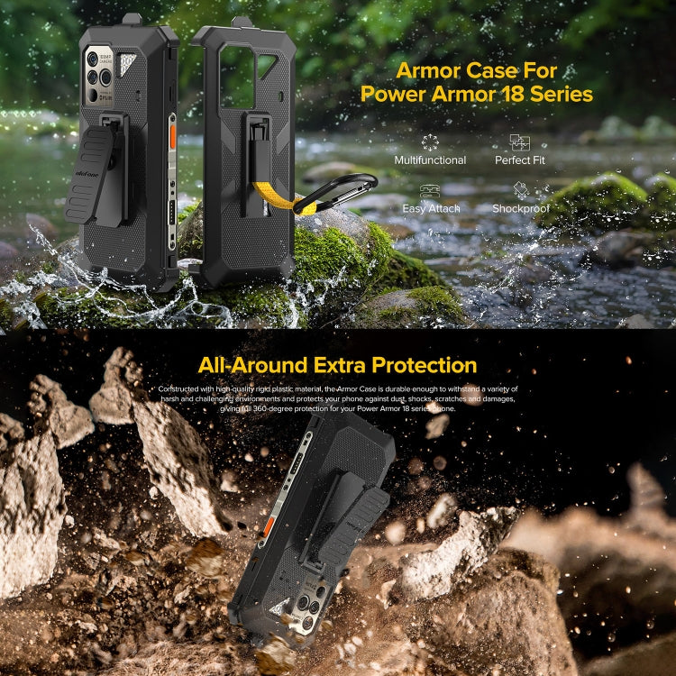 For Ulefone Power Armor 18 Ultra / 18T / 18T Ultra / 19 / 19T Ulefone Back Clip Phone Case with Carabiner (Black) by Ulefone