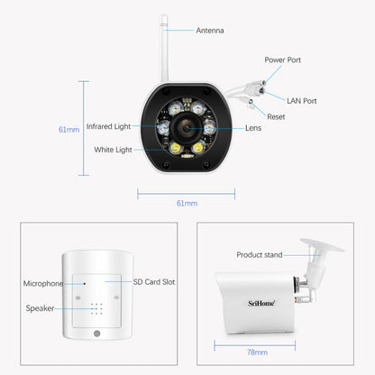 SriHome SH034C 4.0MP AI Humanoid Tracking WiFi Outdoor Surveillance Camera(US Plug) by SriHome
