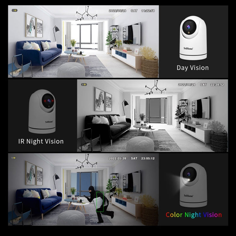 SriHome SH042 2.0MP 1080P HD AI WiFi Pan-tilt Surveillance Camera(UK Plug) by SriHome