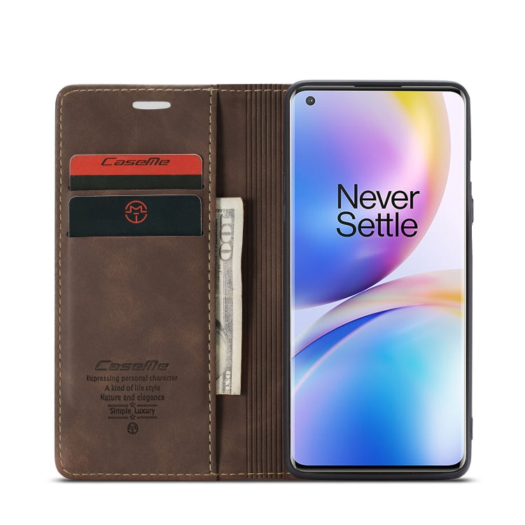 For OnePlus 8 Pro CaseMe Multifunctional Horizontal Flip Leather Case, with Card Slot & Holder & Wallet(Coffee) by CaseMe