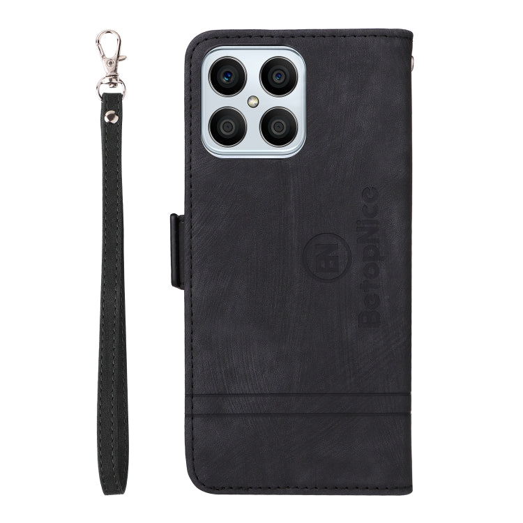 For Honor X8 BETOPNICE Dual-side Buckle Leather Phone Case(Black) by BETOPNICE