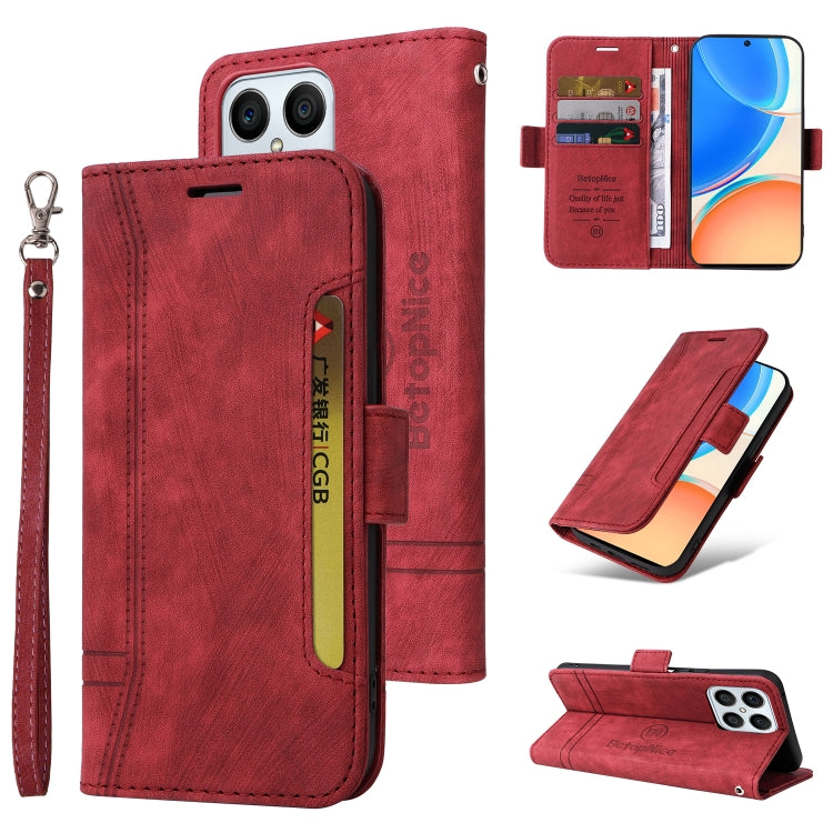 For Honor X8 BETOPNICE Dual-side Buckle Leather Phone Case(Red) by BETOPNICE