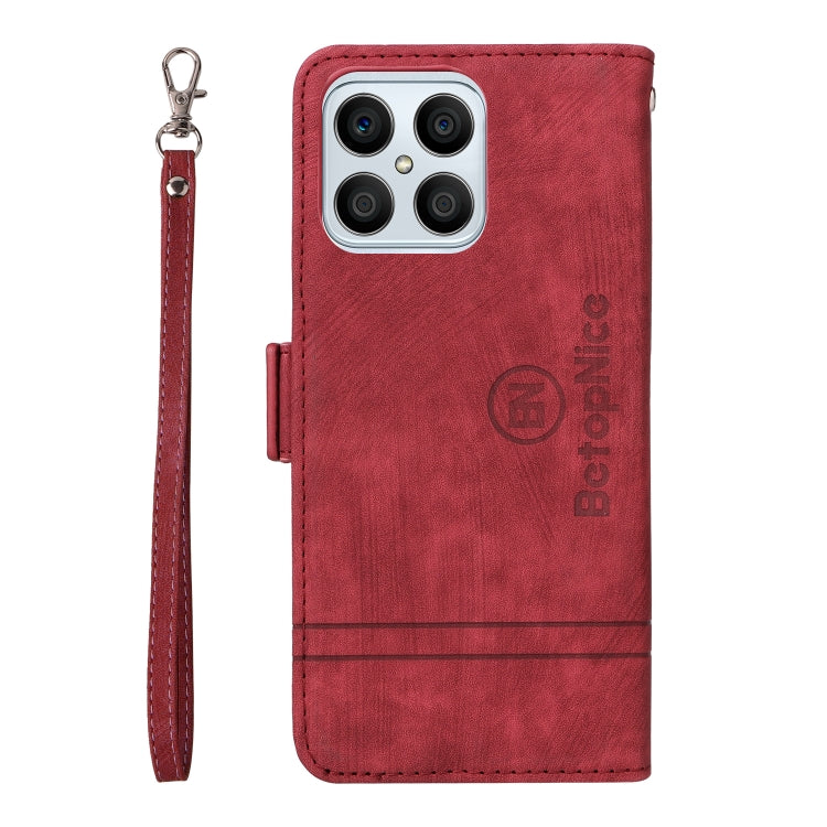 For Honor X8 BETOPNICE Dual-side Buckle Leather Phone Case(Red) by BETOPNICE