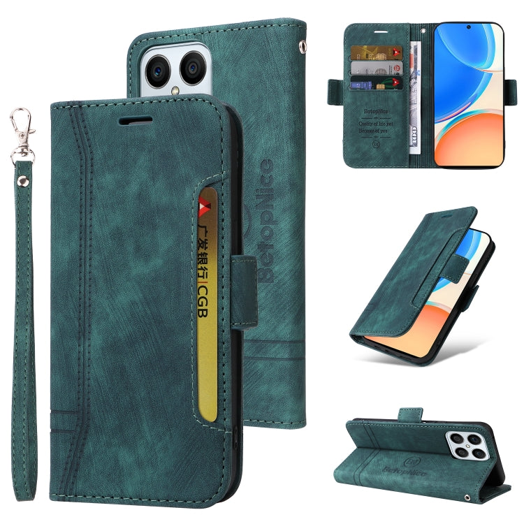 For Honor X8 BETOPNICE Dual-side Buckle Leather Phone Case(Green) by BETOPNICE