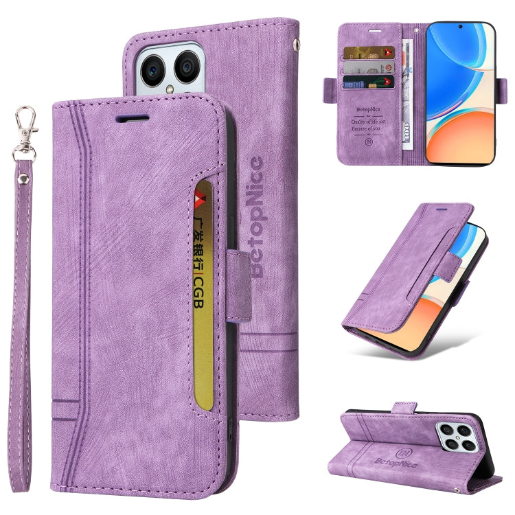 For Honor X8 BETOPNICE Dual-side Buckle Leather Phone Case(Purple) by BETOPNICE