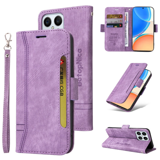 For Honor X8 BETOPNICE Dual-side Buckle Leather Phone Case(Purple) by BETOPNICE