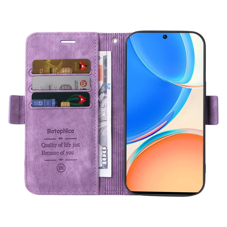 For Honor X8 BETOPNICE Dual-side Buckle Leather Phone Case(Purple) by BETOPNICE