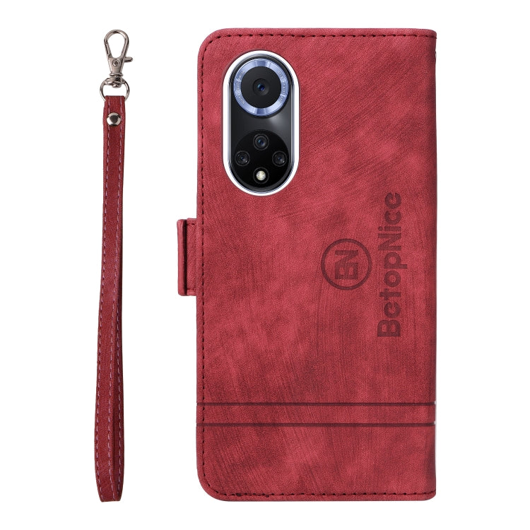 For Huawei nova 9 BETOPNICE Dual-side Buckle Leather Phone Case(Red) by BETOPNICE