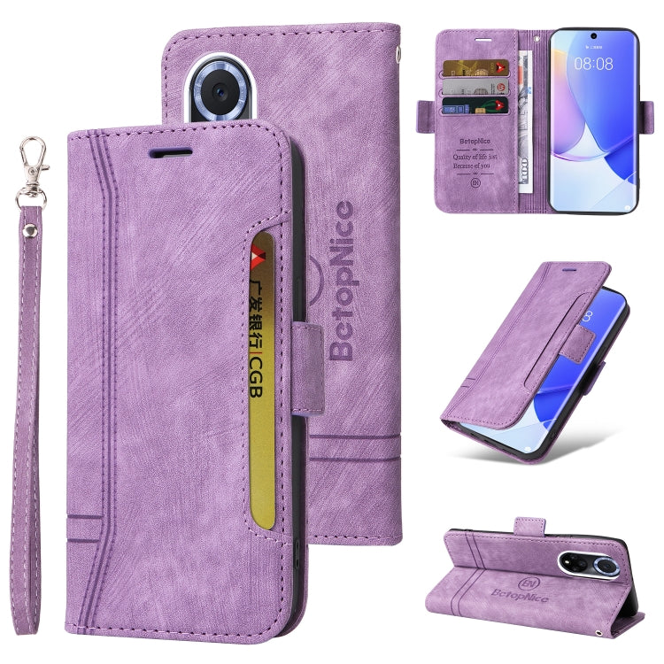For Huawei nova 9 BETOPNICE Dual-side Buckle Leather Phone Case(Purple) by BETOPNICE