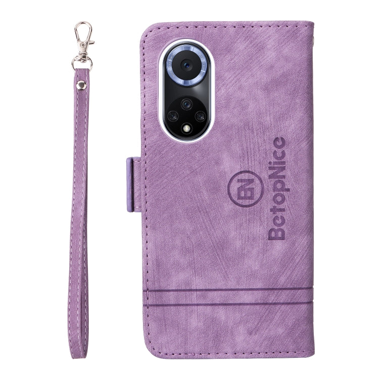 For Huawei nova 9 BETOPNICE Dual-side Buckle Leather Phone Case(Purple) by BETOPNICE