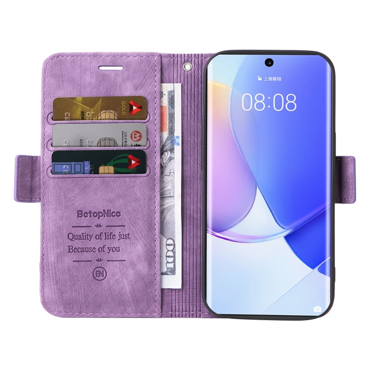 For Huawei nova 9 BETOPNICE Dual-side Buckle Leather Phone Case(Purple) by BETOPNICE