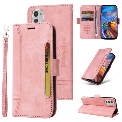 For Motorola Moto E32 BETOPNICE Dual-side Buckle Leather Phone Case(Pink) by BETOPNICE