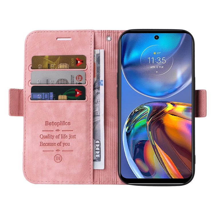 For Motorola Moto E32 BETOPNICE Dual-side Buckle Leather Phone Case(Pink) by BETOPNICE