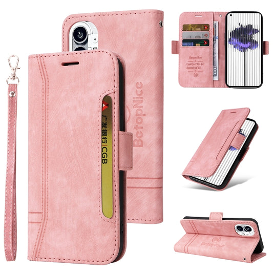 For Nothing Phone 1 BETOPNICE Dual-side Buckle Leather Phone Case(Pink) by BETOPNICE