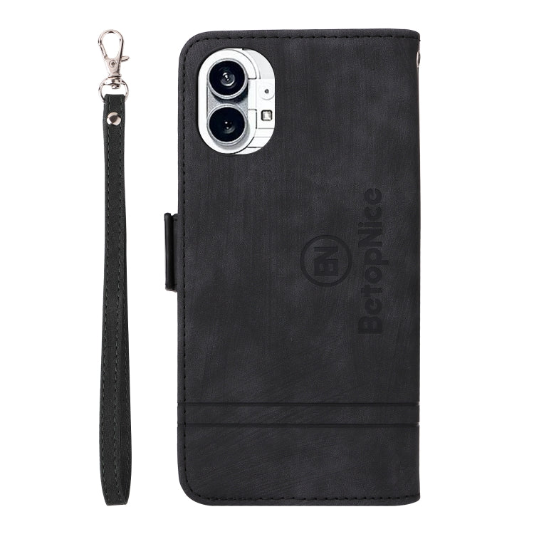 For Nothing Phone 1 BETOPNICE Dual-side Buckle Leather Phone Case(Black) by BETOPNICE