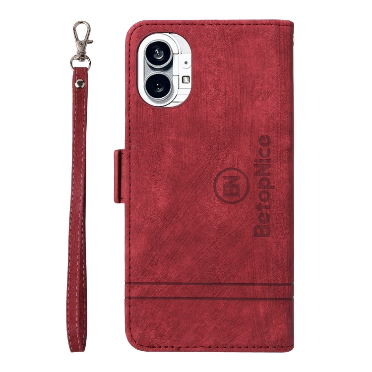 For Nothing Phone 1 BETOPNICE Dual-side Buckle Leather Phone Case(Red) by BETOPNICE