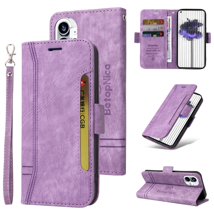 For Nothing Phone 1 BETOPNICE Dual-side Buckle Leather Phone Case(Purple) by BETOPNICE